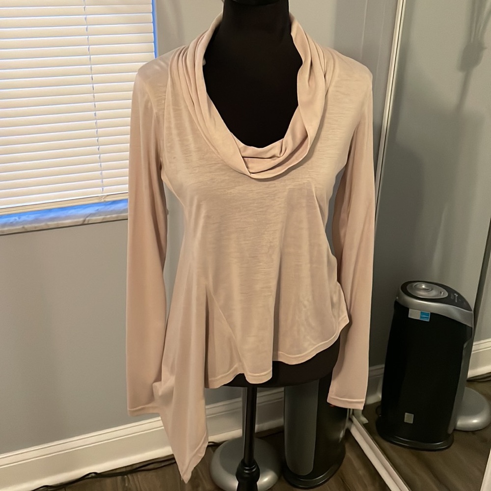 Cream Asymmetrical Long Sleeve French Connection Top